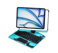 Bueuwe Funda Teclado para iPad Pro de 12,9 Pulgadas (6.ª, 5.ª, 4.ª y 3.ª generación), trackpad, Teclado Bluetooth, giratoria 360°, con Soporte para el lápiz,Aurora Blue Shade