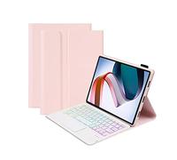 Bueuwe Funda Teclado para Redmi Pad 10.6, Cubierta Trasera de TPU Suave, Contiene Ñ, Teclado Bluetooth retroiluminado Desmontable magnéticamente,Rosado