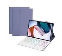 Bueuwe Funda Teclado para Redmi Pad 10.6, Cubierta Trasera de TPU Suave, Contiene Ñ, Teclado Bluetooth retroiluminado Desmontable magnéticamente,Púrpura