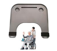 Bueuwe - Mesa con bandeja para silla de ruedas con portavasos y soporte para teléfono, fácilmente extraíble para comer, leer, descansar, se adapta a brazos de silla de ruedas de 16 a 20 pulgadas,Gris