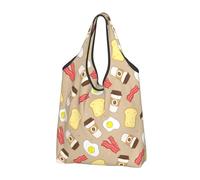 Buewutiry 3 bolsas grandes para mujer, ligeras, para café, tocino, huevos, tostadas, reutilizables, plegables, bolsas de compras para comestibles, bolsas de tela, trabajo, playa, viajes, con asas