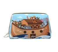 Buewutiry Bolsa de maquillaje de viaje grande - Animales en el Arca de Noé PVC Bolsas de cosméticos portátil para mujeres con cremallera, bolsa de cuidado de la piel, bolsa de maquillaje para mujer