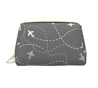 Buewutiry Bolsa de maquillaje de viaje grande - Rutas de avión alrededor del mundo, bolsas de cosméticos portátiles de piel PVC para mujeres con cremallera, bolsa de cuidado de la piel, bolsa de