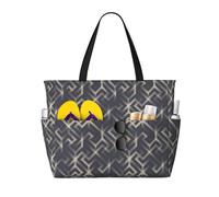 Buewutiry Bolsa de playa grande resistente al agua y a la arena, diseño de laberinto geométrico lindo para mujer con cremallera