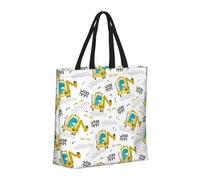 Buewutiry Bolsa grande para mujer, reutilizable, con cremallera, bolsas de playa para mujeres, dinosaurio en excavadora, bolsa para mamá, adecuada para hospital, playa, viajes, compras