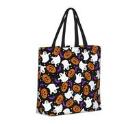 Buewutiry - Bolso de mano reutilizable con cremallera, bolsas de playa para mujer, fantasmas de Halloween, calabazas, bolso para mamá, adecuado para hospital,