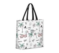 Buewutiry - Bolso de mano reutilizable con cremallera, bolsas de playa para mujer, palmeras hawaianas, chanclas para mamá, adecuado para hospital, playa,