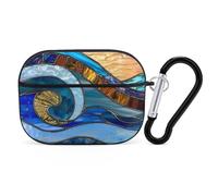 Buewutiry Funda compatible con Airpods Pro de 2ª generación - Funda de vidrio de colores con olas oceánicas compatible con Airpods Pro, bonita funda compatible con Airpods Pro 2