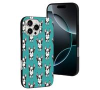 Buewutiry Funda compatible con iPhone 16 Pro Max, funda de silicona suave y linda con diseño de perros Boston Terrier y cachorros, compatible con iPhone 16 Pro Max, funda protectora para mujeres y