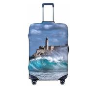 Buewutiry Funda protectora de equipaje de viaje, funda antiarañazos para maleta de 18 a 32 pulgadas, diseño de faro en La Habana, Black, S