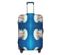 Buewutiry Funda protectora de equipaje de viaje, fundas lavables para maleta de 18 a 32 pulgadas con medusas blancas danzando en el océano, Black, M