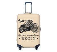 Buewutiry Funda protectora para equipaje de viaje, con texto en inglés "Let The Adventure Begin", lavables, para equipaje de 18 a 32 pulgadas, Black, S