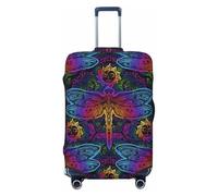 Buewutiry Funda protectora para equipaje de viaje, diseño de mandalas indias, libélula, antiarañazos, se adapta a equipaje de 18 a 32 pulgadas, Black, L