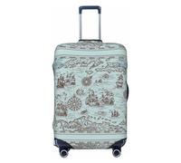 Buewutiry Funda protectora para equipaje de viaje, diseño de mapa de aventura pirata, lavable, para equipaje de 18 a 32 pulgadas, Negro -, M