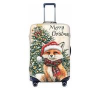 Buewutiry Funda protectora para equipaje de viaje, diseño de zorro sonriente de Navidad, antiarañazos, para equipaje de 45,7 a 81,3 cm, Black, S