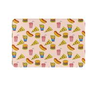 Buewutiry Tapete para puerta delantera, interior y exterior, 16 x 24 pulgadas, para hamburguesa, pizza, coca cola, lavable, delgado, para debajo de la puerta, alfombras de baño para baño, alfombras de