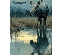 Buey Diamond Painting AvióN Diamond Painting Niños, 5D DIY Punto de Cruz Cuadro Diamantes Kit, Manualidades Adultos, Completo Manualidades Pintura Diamante Adultos Kit, Regalo Mujer 50x70cm -TL809L