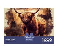 Buey Highland Retrato Animal Puzzle de 1000 Piezas Puzzle para Adultos Papel Relajación Familiar Decoración Regalo 70x50cm/1000pcs