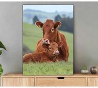 Buey Pintar por Numeros Adultos, Granja Pintar por Numeros con Marco, Kit de Paint by Numbers al óleo de Lienzo DIY Manualidades Adultos con Pinceles y Pigmento, Decoracion Hogar 60x80cm LxR-807