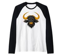 Búfalo del Cabo Cafre Búfalo de Agua Safari Búfalo Africano Camiseta Manga Raglan