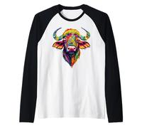 Búfalo del Cabo Cafre Búfalo de Agua Safari Búfalo Africano Camiseta Manga Raglan