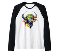 Búfalo del Cabo Cafre Búfalo de Agua Safari Búfalo Africano Camiseta Manga Raglan