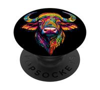 Búfalo del Cabo Cafre Búfalo de Agua Safari Búfalo Africano PopSockets PopGrip Adhesivo