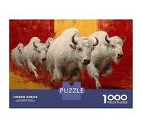 Búfalo Puzzle 1000 Piezas De Madera para Hombres Mujeres Mayores Animales de la Pradera Juego Rompecabezas Mejor Regalo 70x50cm/1000pcs