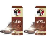 Búfalo Recolor - Tinta Rápida, Colorea y Reaviva la Piel Lisa, Reparaciones y Arreglos de Calzado, Color Marrón - Frasco de 25ml (Paquete de 2)