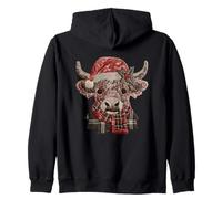 Bufanda a Cuadros con Gorro navideño de Papá Noel de Highland Cow Sudadera con Capucha