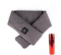 Bufanda calefactora inteligente de invierno con USB, cojín calefactor cervical, unisex, lavable, para mantener caliente en invierno (gris con banco de potencia)