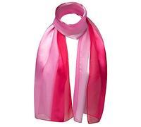 Bufanda clásica lisa y brillante, ligera, suave, sedosa, satinada, tela de gasa con acabado lujoso al tacto para cualquier atuendo Dos tonos fucsia Talla única