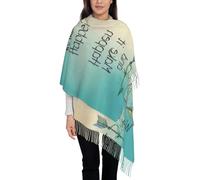 Bufanda con borlas para motivar a las mujeres, chal cálido y largo envuelto en invierno, a la moda, ligero, suave, para regalos de mujer, Negro, Talla única