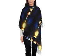 Bufanda con borlas, tendencia de otoño e invierno, material suave similar a la cachemira, bufanda larga con borlas, bufanda vertical cálida, chal de doble uso, Negro, Talla única