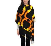 Bufanda con borlas, tendencia de otoño e invierno, material suave similar a la cachemira, bufanda larga con borlas, bufanda vertical cálida, chal de doble uso, Negro, Talla única