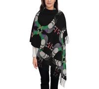 Bufanda con borlas, tendencia de otoño e invierno, material suave similar a la cachemira, bufanda larga con borlas, bufanda vertical cálida, chal de doble uso, Negro, Talla única