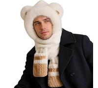 Bufanda con Capucha Animal con Mufles,Artículos de Calefacción en Forma de Oso | Bufanda-Sombrero De Invierno De Felpa | Para Esquiadores Senderistas Corredores Esquí Snowboard Senderismo Carreras