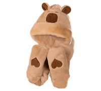 Bufanda con capucha y guantes, gorro de invierno con capucha, guantes, lindas gorras de capibara, gorro de nieve, bufanda con capucha Capybara con guantes, gorro grueso de felpa para