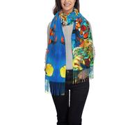 Bufanda con estampado de peces tropicales The Underwater World, bufanda suave de cachemira para mujer, bufanda cálida para otoño e invierno, chal con flecos de moda
