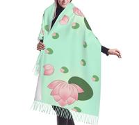 Bufanda con flecos de cachemira con flores de loto esperando a florecer, bufanda de moda para mujer, chal para cabeza, bufanda larga, ideal para otoño e invierno