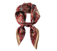 Bufanda cuadrada ANDANTINO de 100% pura seda de morera para el cabello, 68 x 68 cm, pañuelo de seda natural para mujeres y hombres, estampado digital, granate