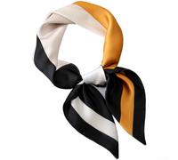 Bufanda cuadrada con estampado geométrico para mujer, 70 x 70 cm, tejido de sarga de seda de simulación, envoltura ligera de moda para el cuello para oficina para viajes de ocio, naranja amarillo