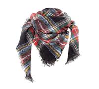 Bufanda cuadrada de New Thorn, a cuadros, para mujer, diseño triangular, imán de polvo, 20 toallitas, Negro , A