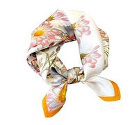 Bufanda cuadrada pequeña de seda de morera 100% pura para mujer - Pañoleta de seda - 21 pulgadas x 21 pulgadas, Amarillo, S