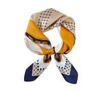 Bufanda cuadrada pequeña de seda de morera 100% pura, para mujer, pañuelo de seda, 53 x 53 cm, People Blue, Small