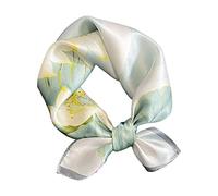 Bufanda cuadrada pequeña de seda de morera 100% pura para mujer, pañuelo para la cabeza de seda, 21 x 21 pulgadas, blanco elegante, S
