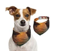 Bufanda de algodón de doble cara con estampado de atardecer de Irlanda, suave y elegante, para perros, gatos, mascotas, accesorio