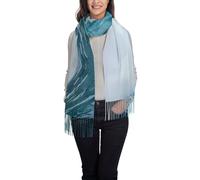 Bufanda de borla con estampado de pingüinos para otoño e invierno, chal ligero con flecos para mujer, bufandas cálidas y transpirables, Ocean Green Wave Surf, Talla única