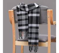 Bufanda de cachemira a cuadros con flecos de invierno para mujer, chal de pensador cálido para mujer, bufanda para hombre, bufanda larga de otoño para pareja, 180X35cm 20