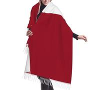 Bufanda de cachemira con flecos de la bandera de Letonia. Envoltura de felpa de gran tamaño, esencial para otoño e invierno.